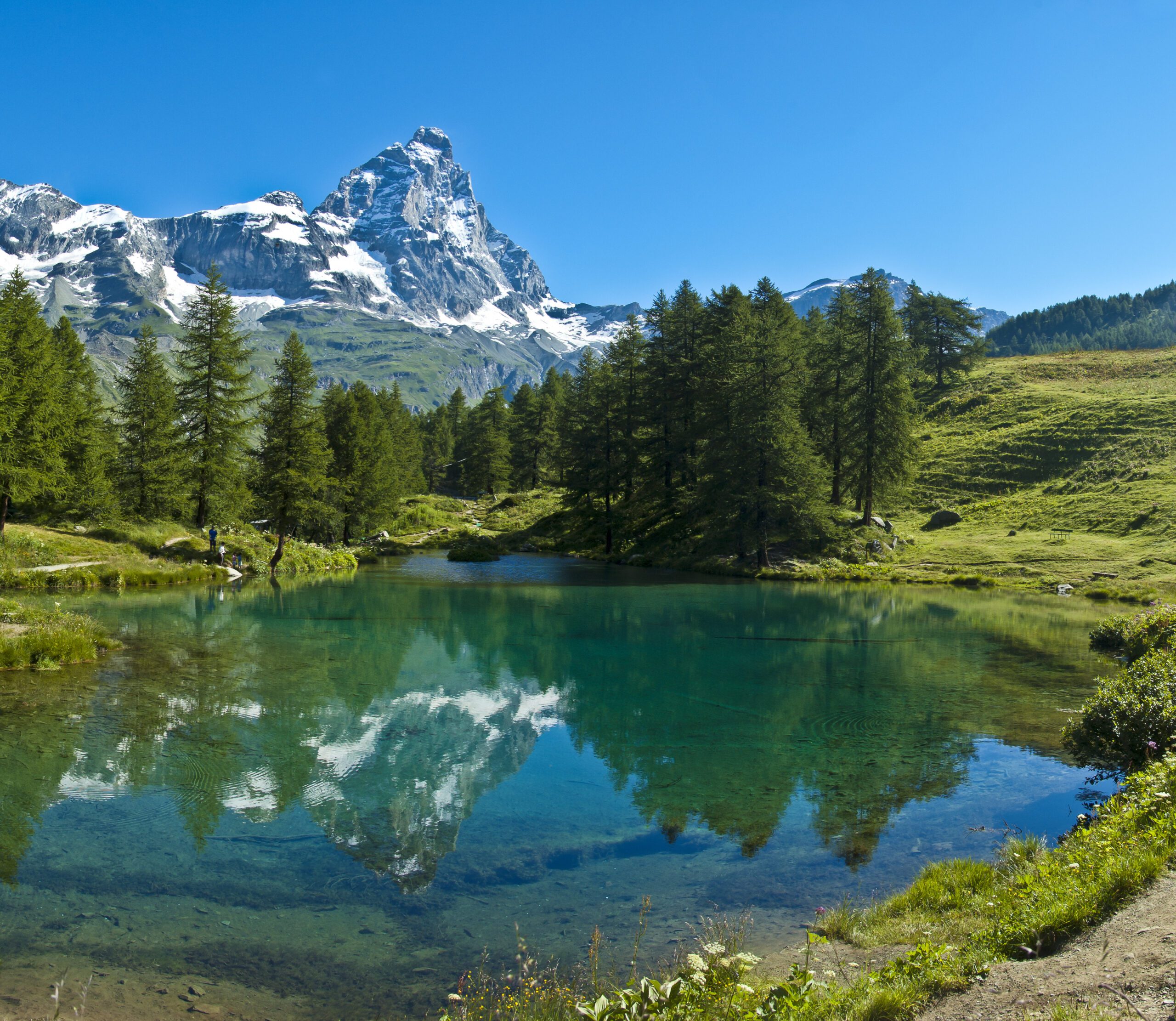 The Matterhorn Reflected in the Clear Waters of Blue Lake, Valtournenche - Aosta Valley